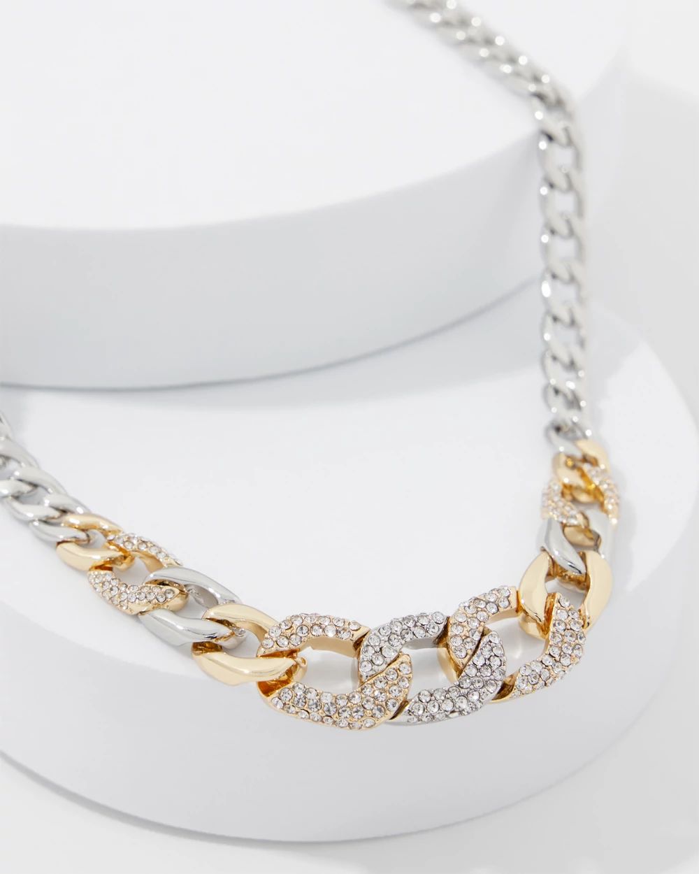 Gold + Silver Pavé Link Necklace | White House Black Market